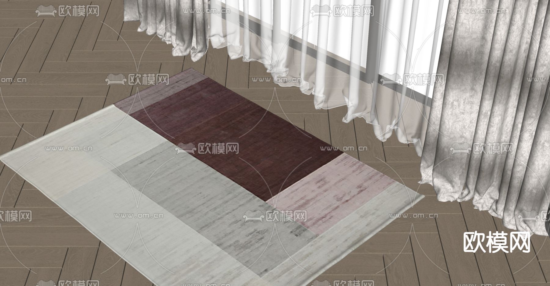 地毯 方毯su模型下载（渲染图2）