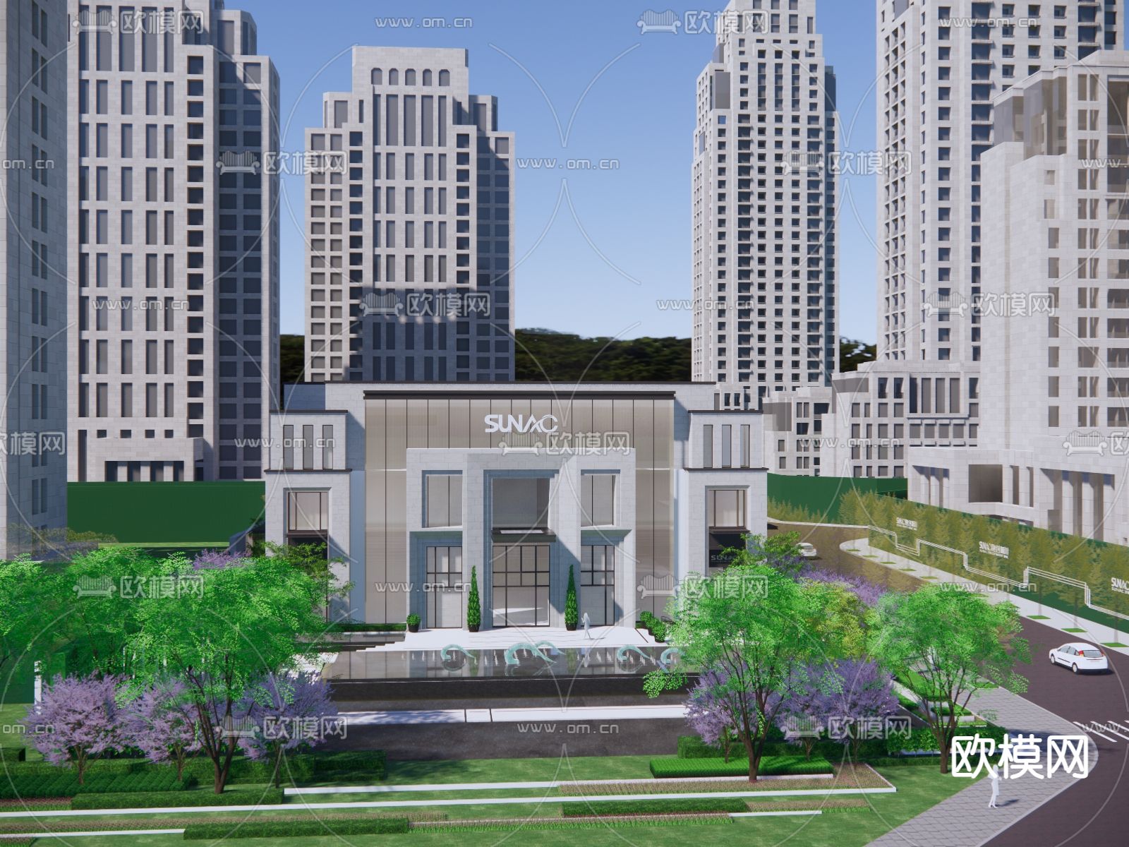 现代高层住宅鸟瞰su模型下载（渲染图4）