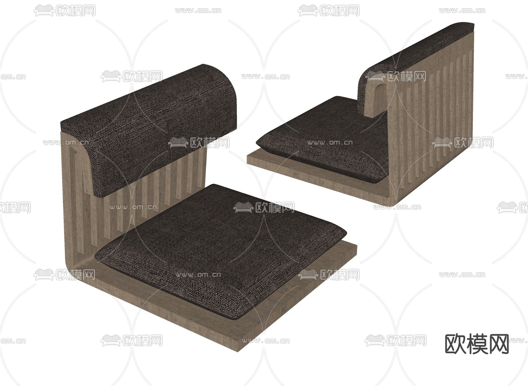 榻榻米椅 休闲椅su模型下载（渲染图2）