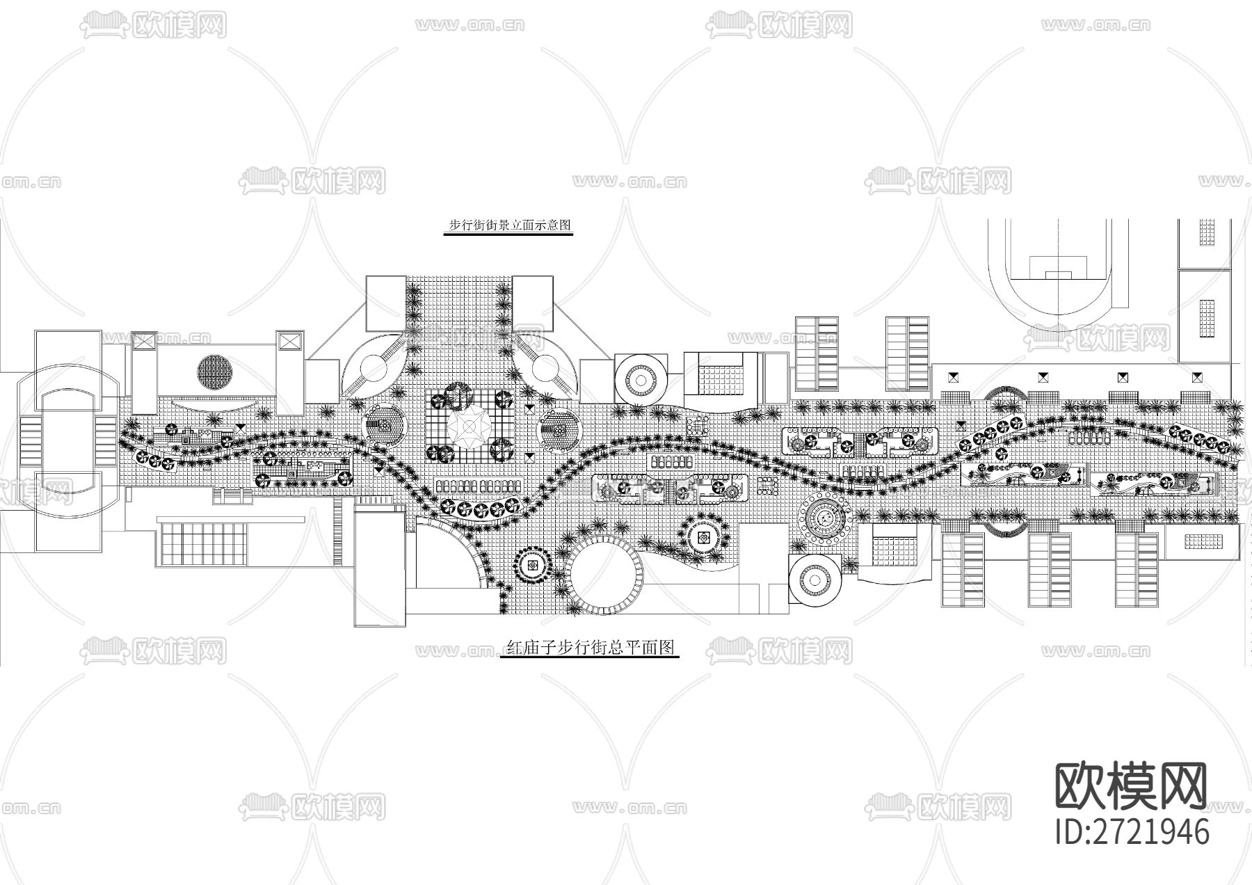 商业步行街CAD施工图下载（渲染图2）