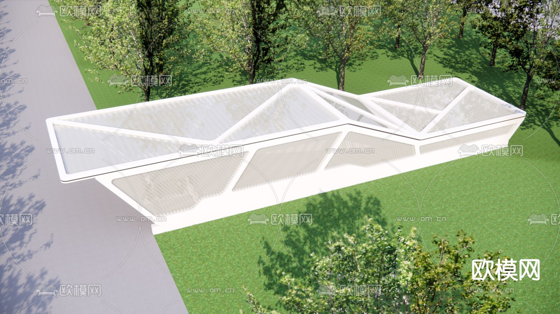 停车场门闸 车库入口su模型下载（渲染图3）