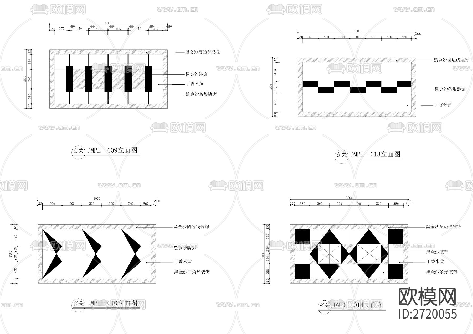 20款玄关地面拼花cad图库下载（渲染图3）