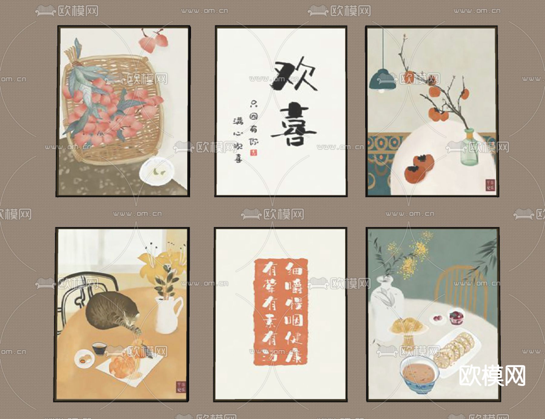 日式装饰挂画su模型下载（渲染图2）