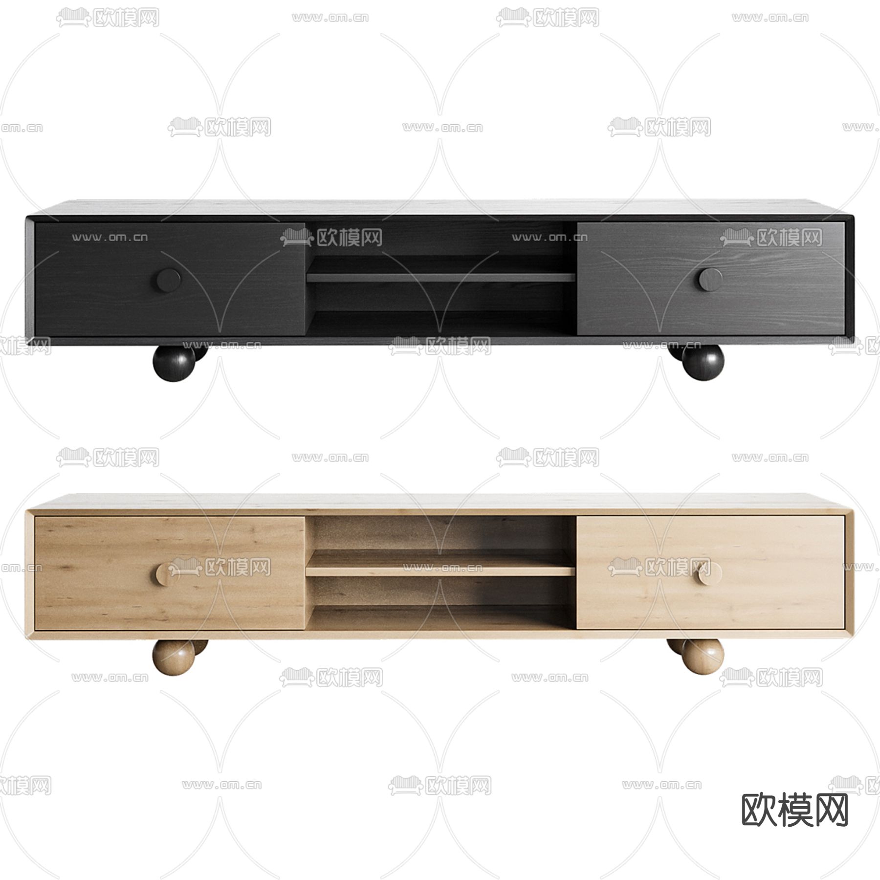 Cabinet 高级灰电视柜3d模型下载（渲染图2）