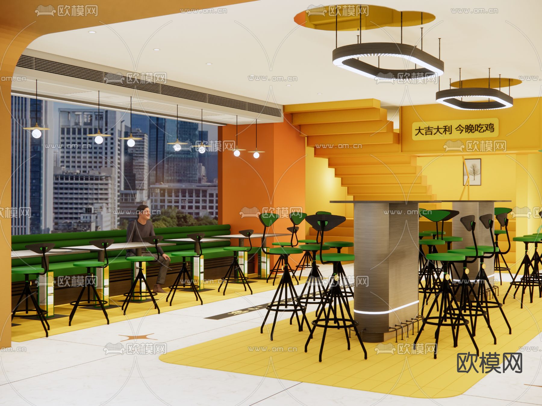 后现代快餐店su模型下载（渲染图1）