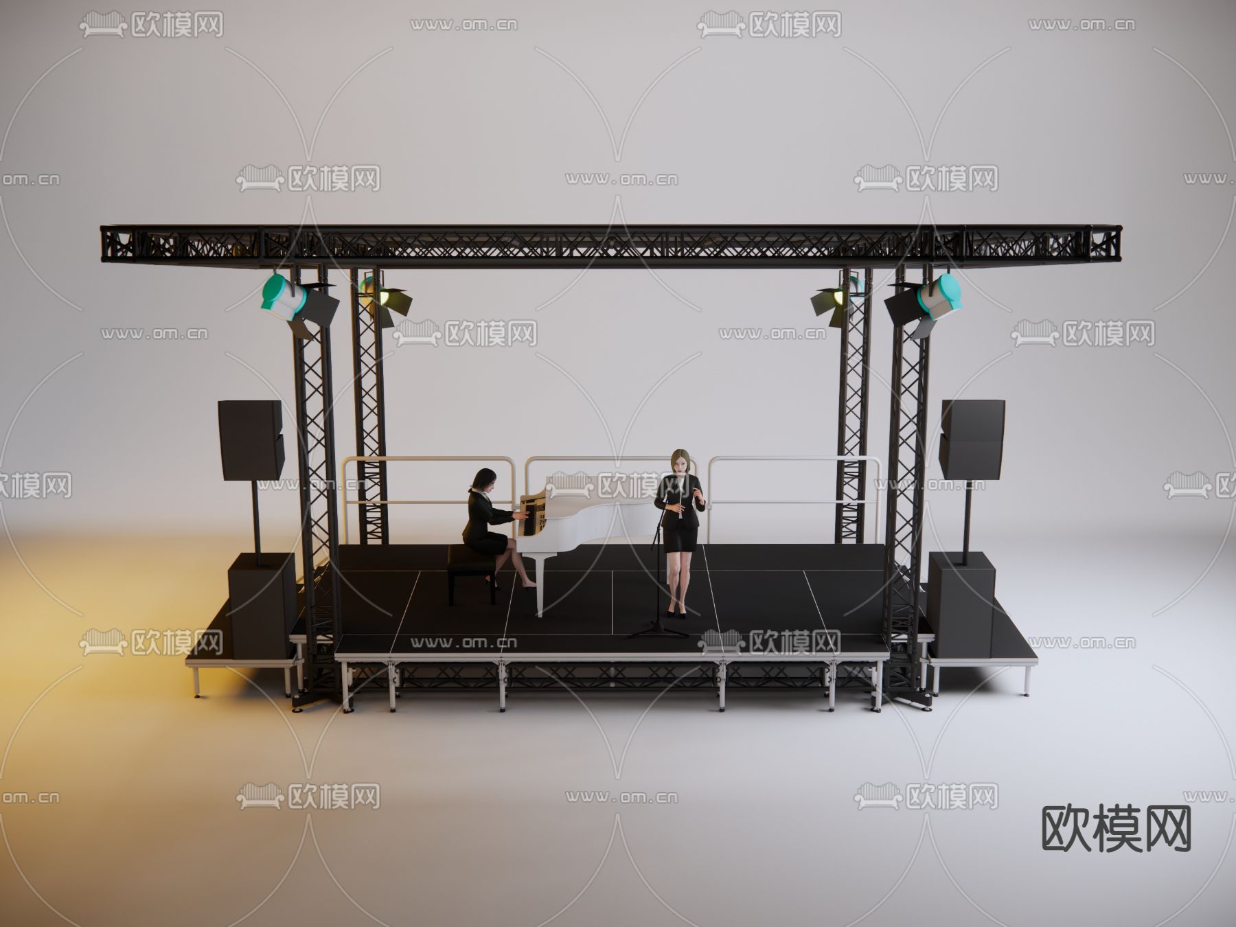 现代音乐舞台su模型下载（渲染图1）