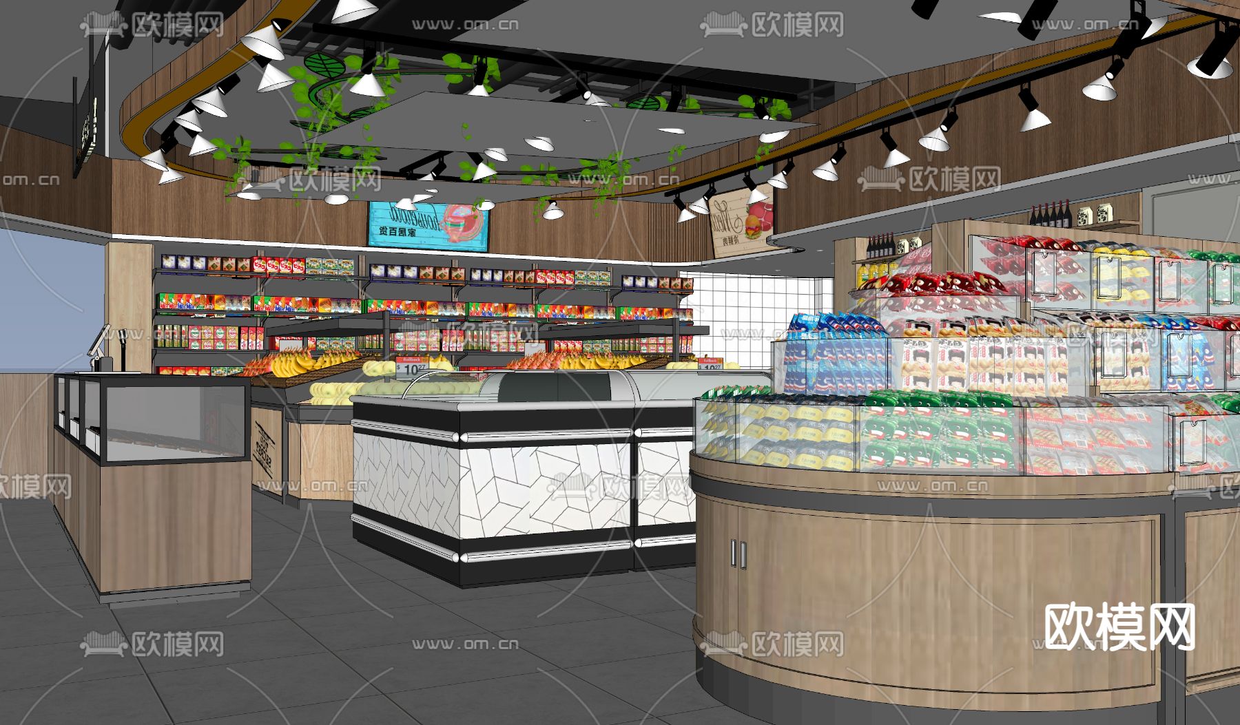 现代超市su模型下载（渲染图4）