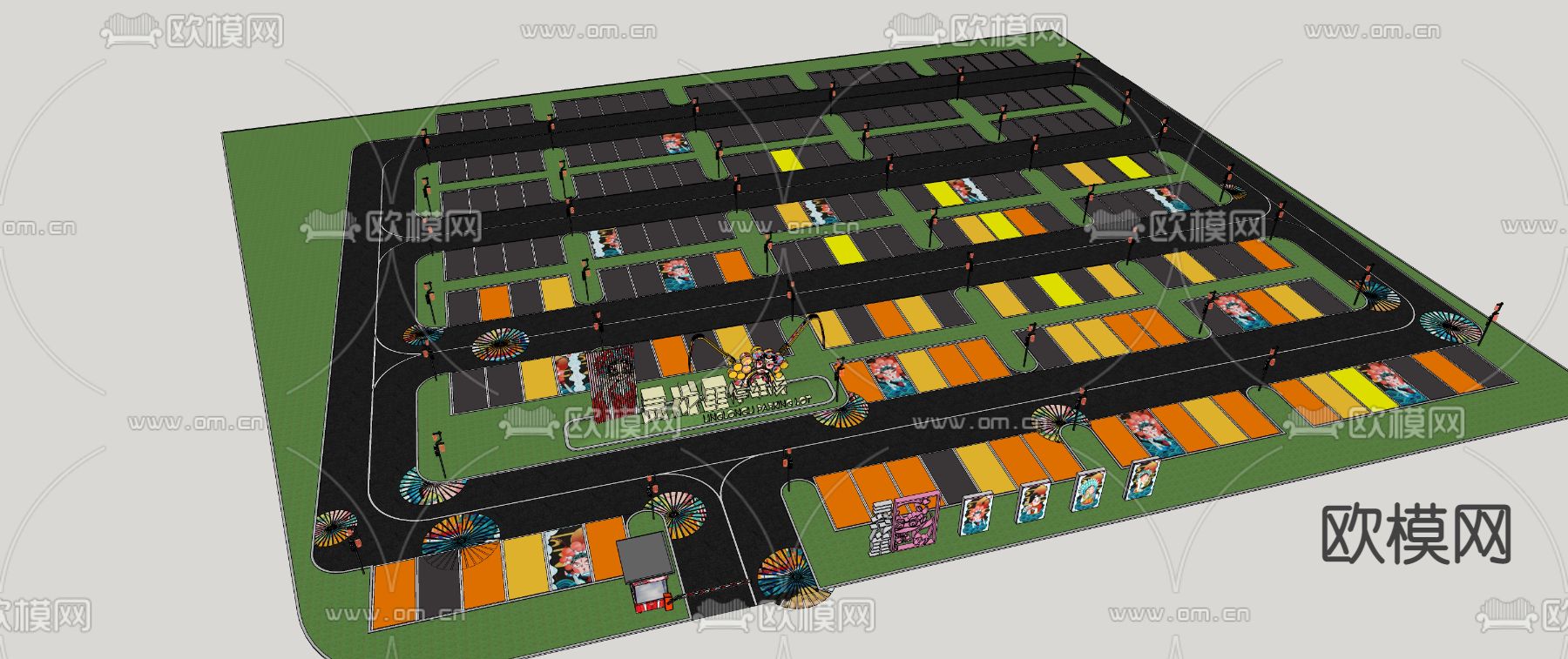 停车场停车位su模型下载（渲染图3）
