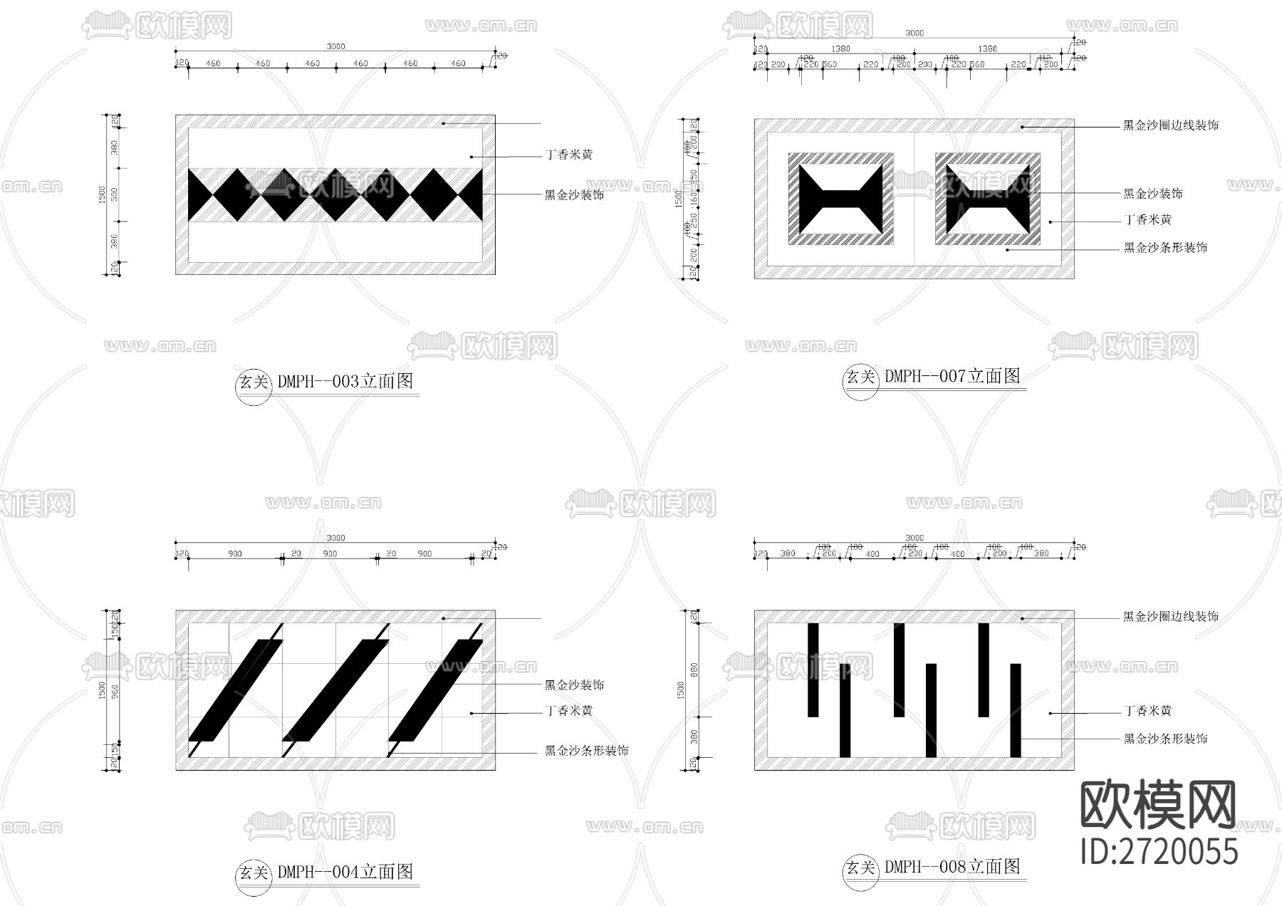 20款玄关地面拼花cad图库下载（渲染图4）