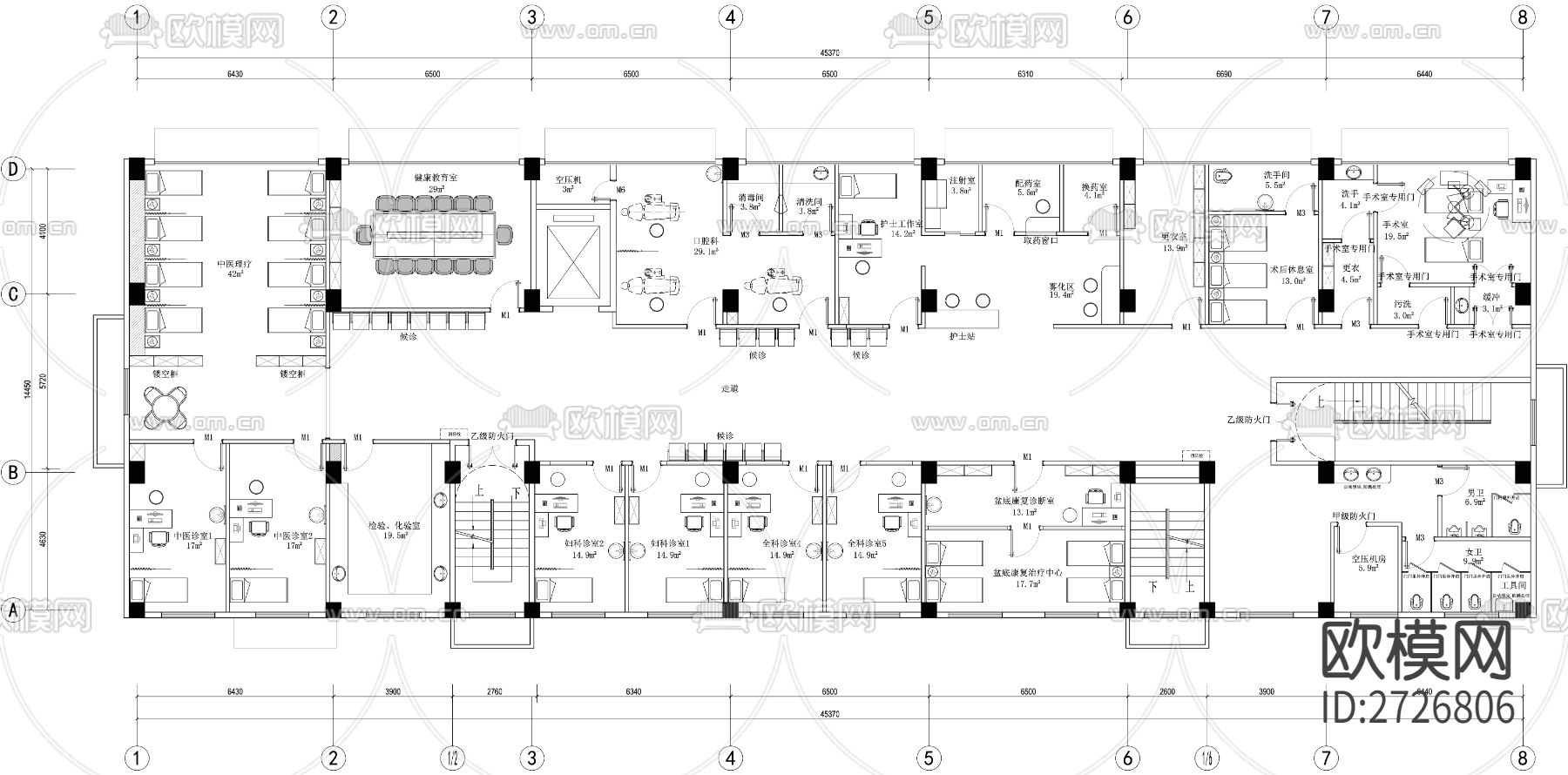 社区服务中心cad平面图下载（渲染图2）
