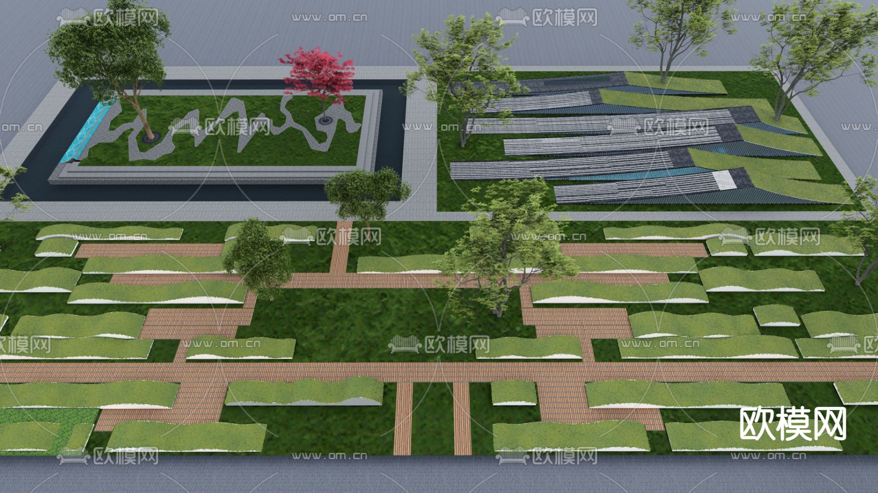 景观树池 种植池 花池座椅su模型下载（渲染图1）