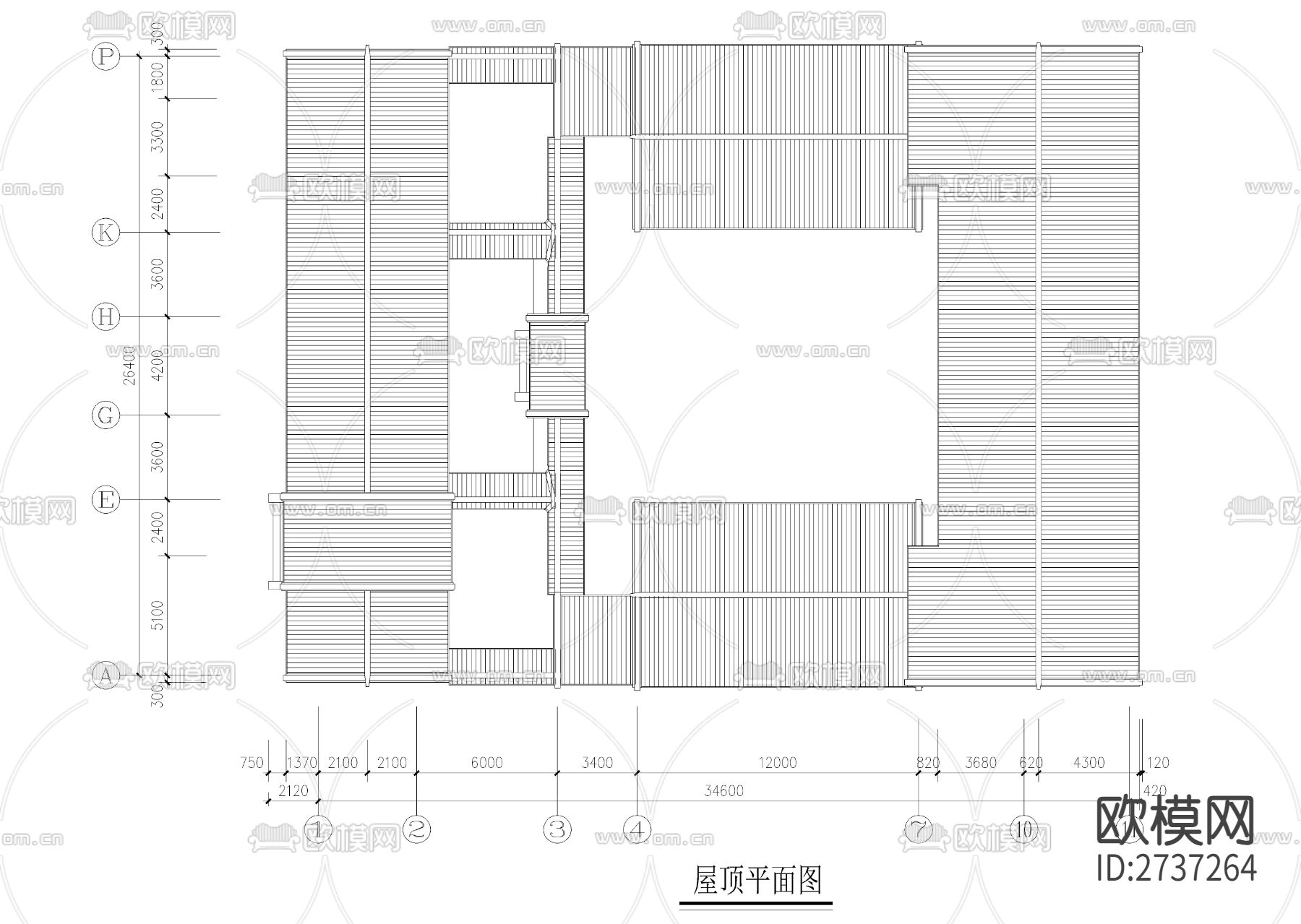 两套四合院cad平面图下载（渲染图3）