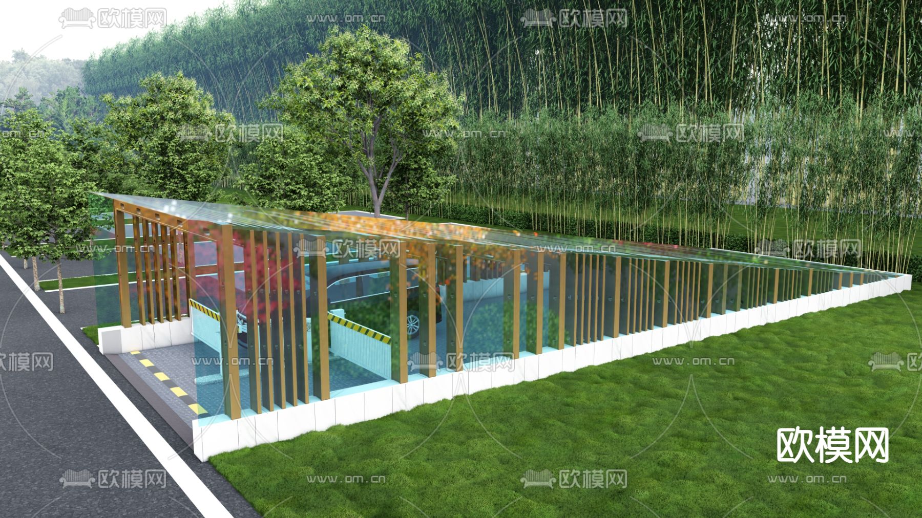 停车场 车库入口 地下车库su模型下载（渲染图2）