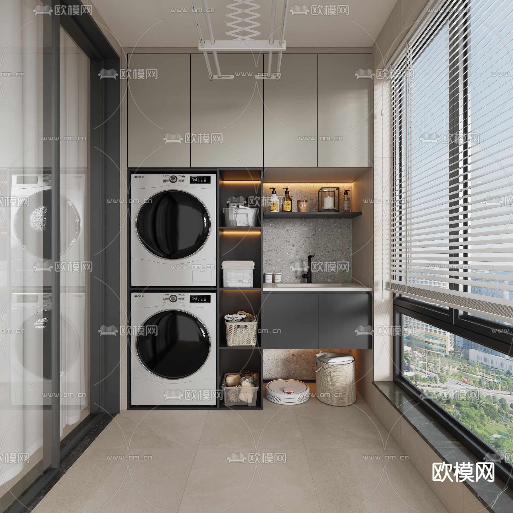 生活阳台 洗衣房3d模型下载