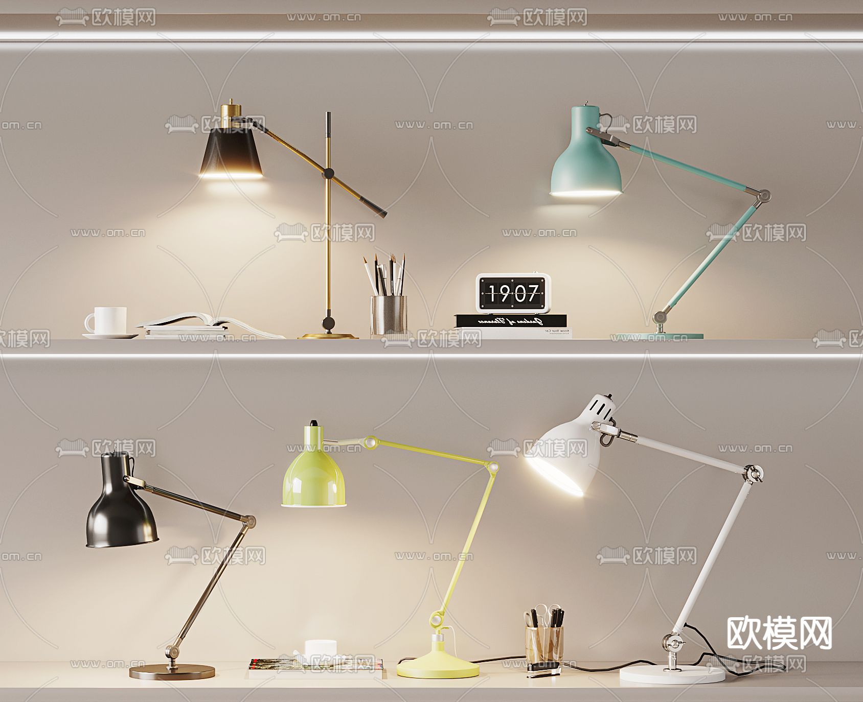 工业风台灯 学习灯su模型下载（渲染图1）