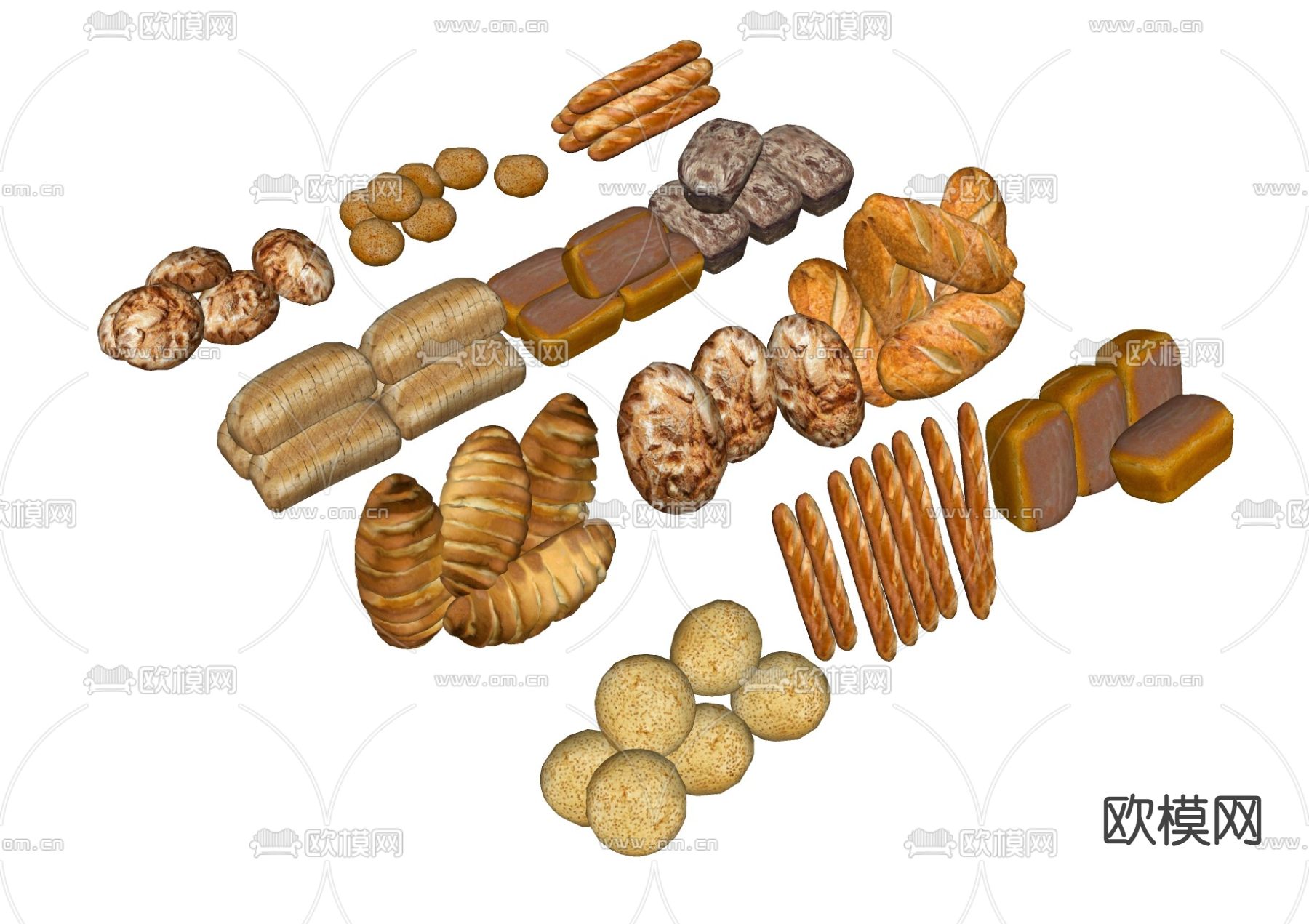 食物饮料 面包蛋糕su模型下载（渲染图2）