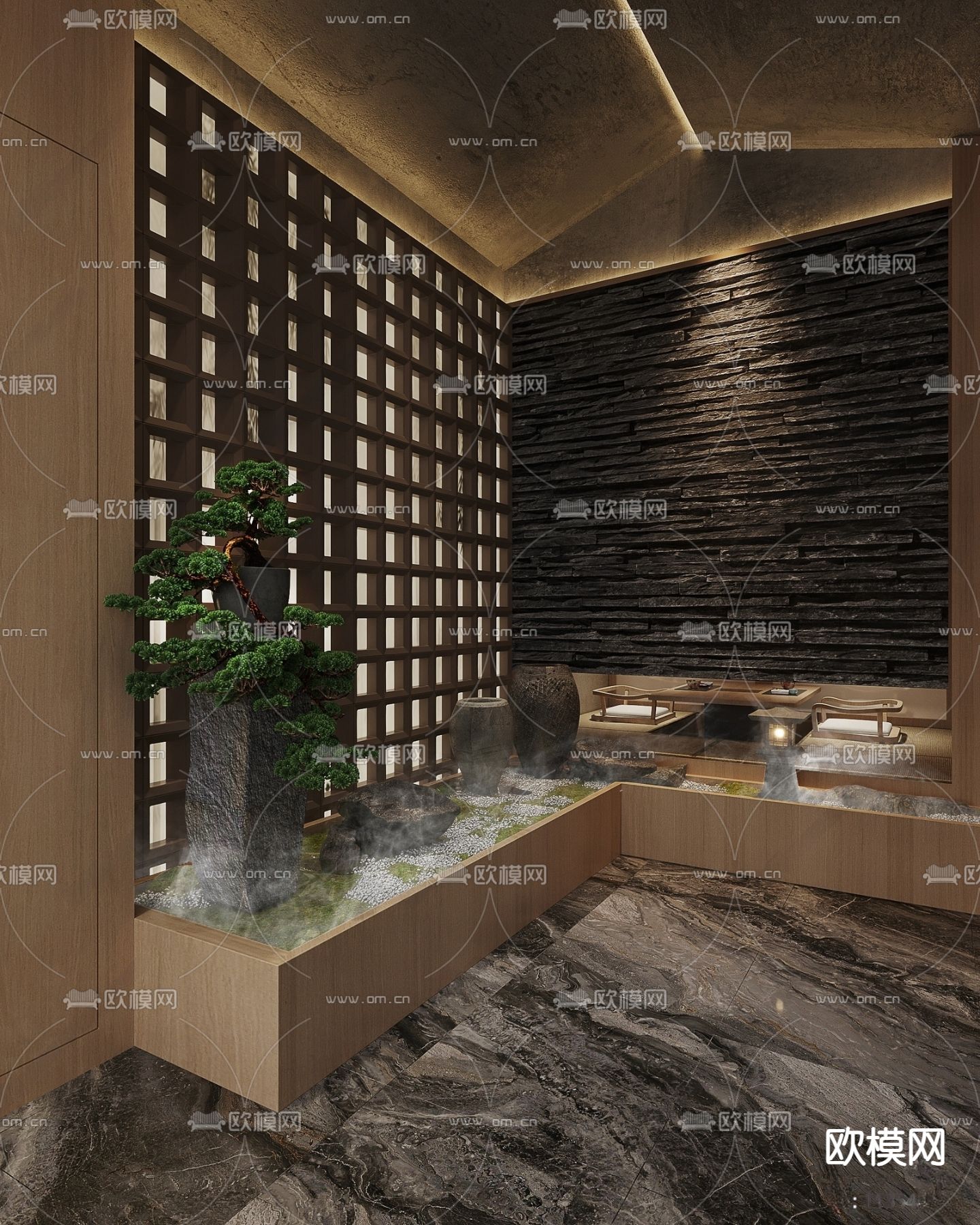 侘寂风装饰玄关su模型下载（渲染图1）