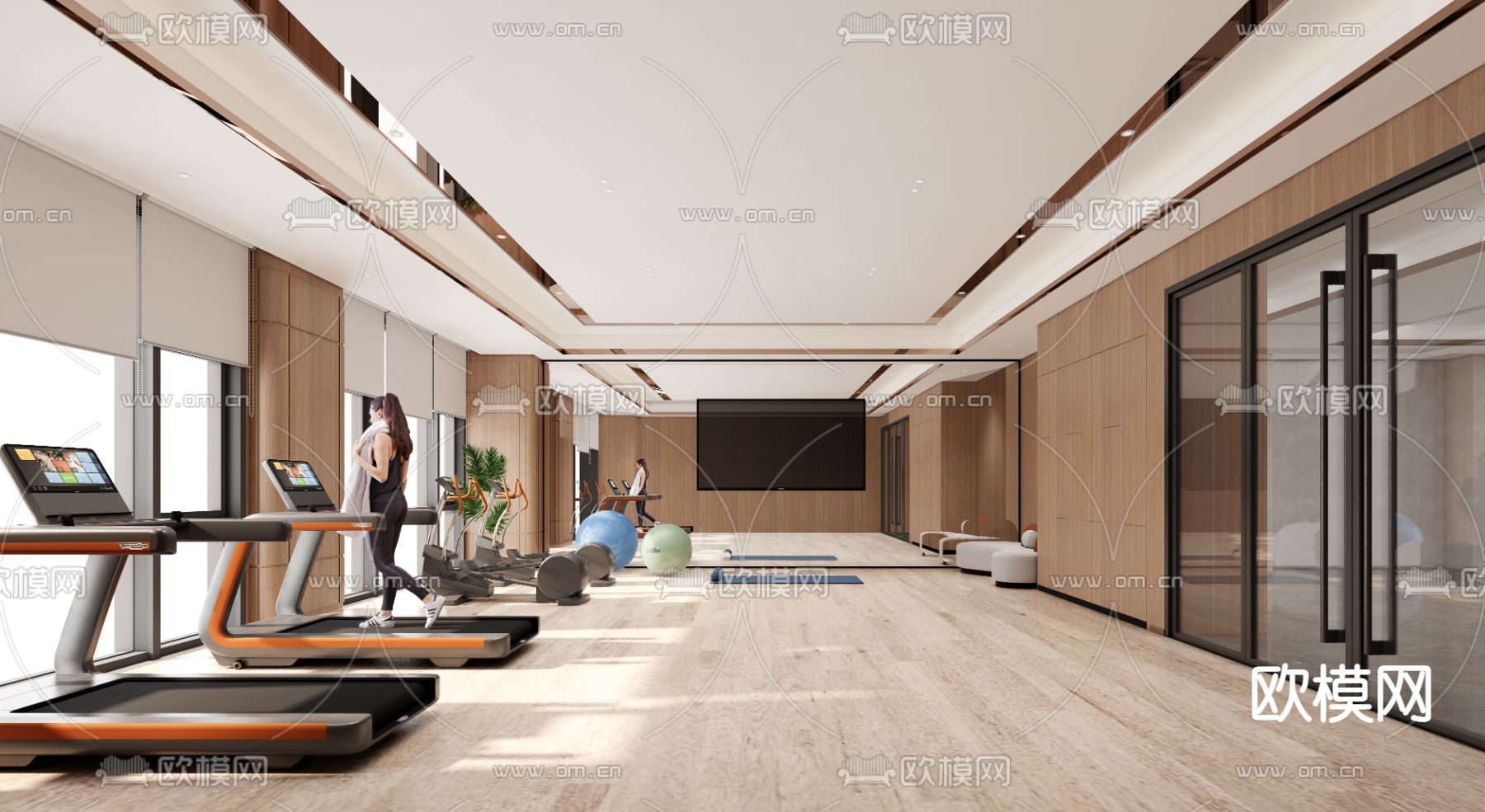 现代健身房su模型下载（渲染图1）