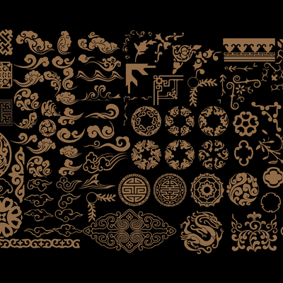  中式雕花 角花su模型 