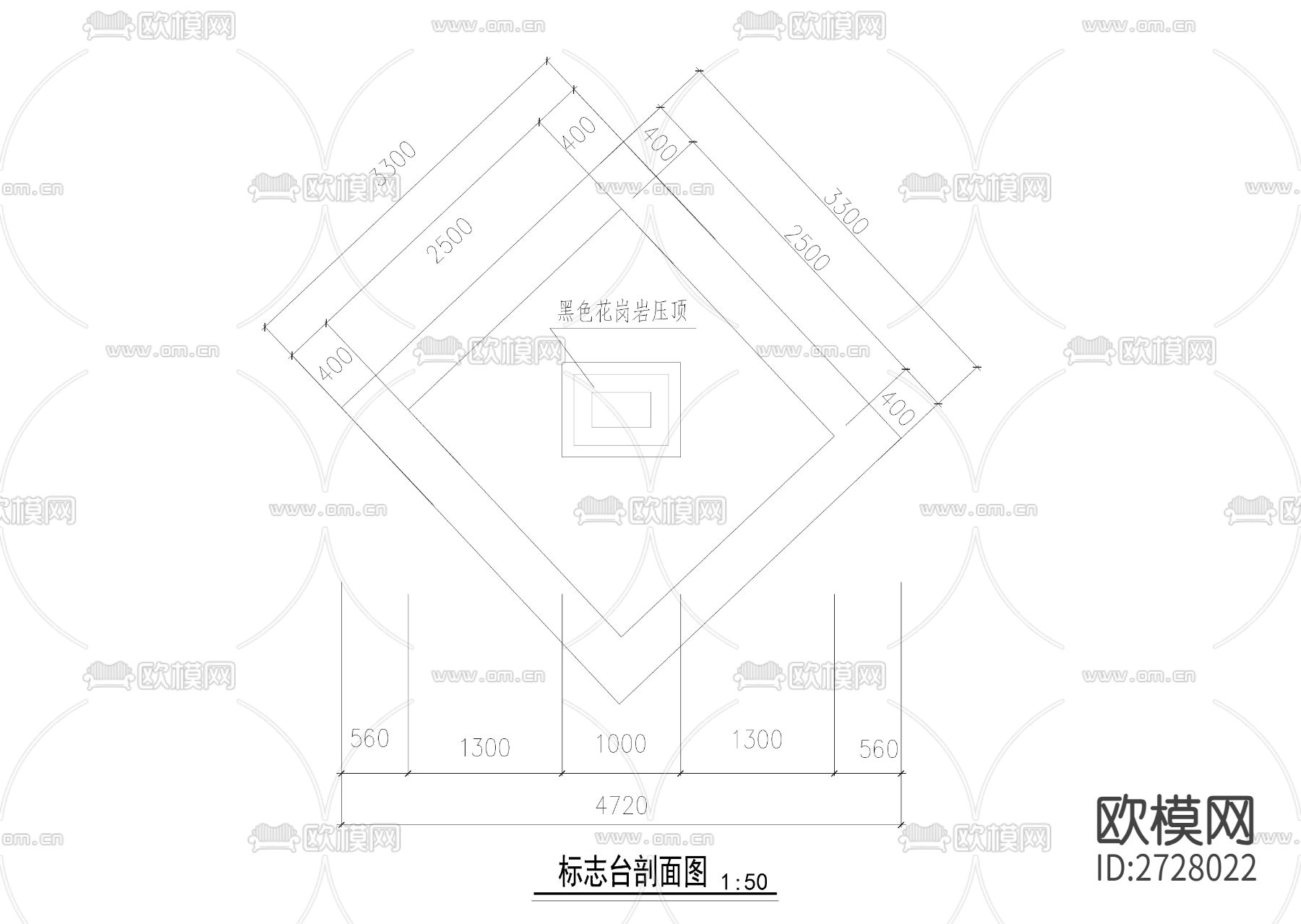 标志台cad大样详图下载（渲染图3）