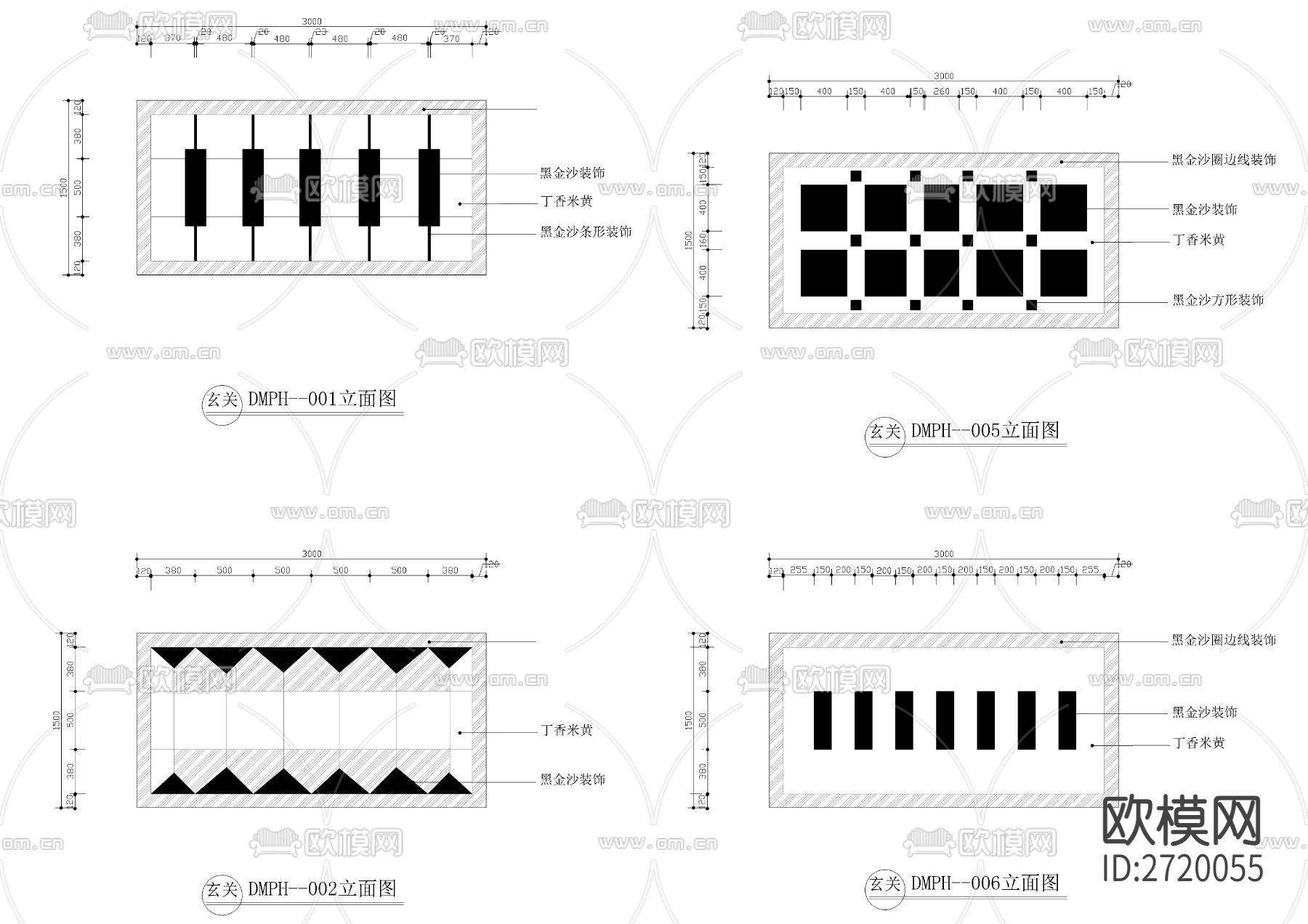 20款玄关地面拼花cad图库下载（渲染图2）