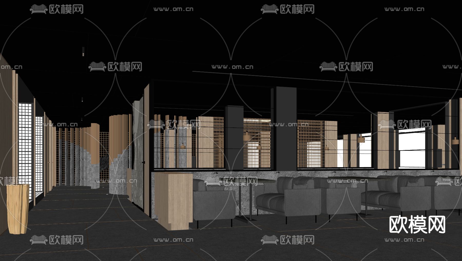 现代西餐厅su模型下载（渲染图2）