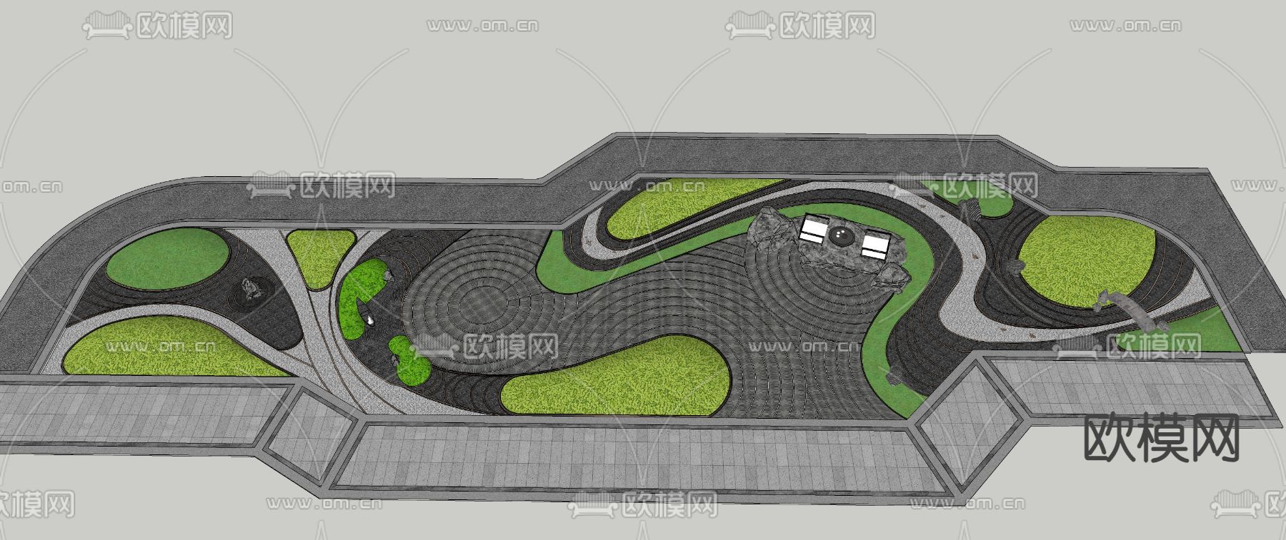 庭院夜景su模型下载（渲染图4）