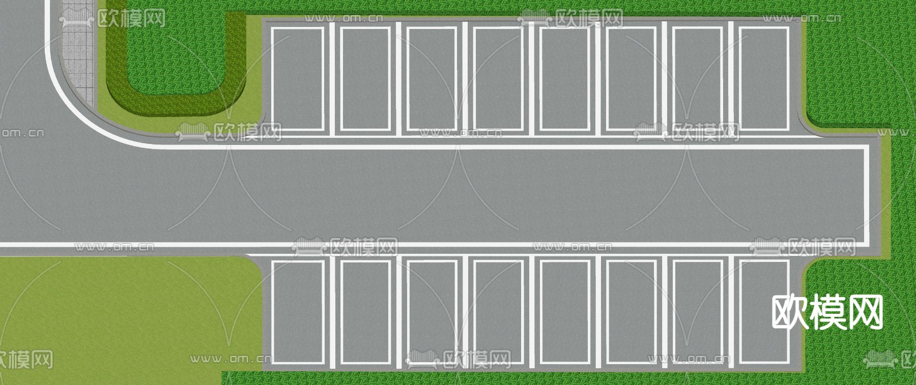 停车场 停车位su模型下载（渲染图2）