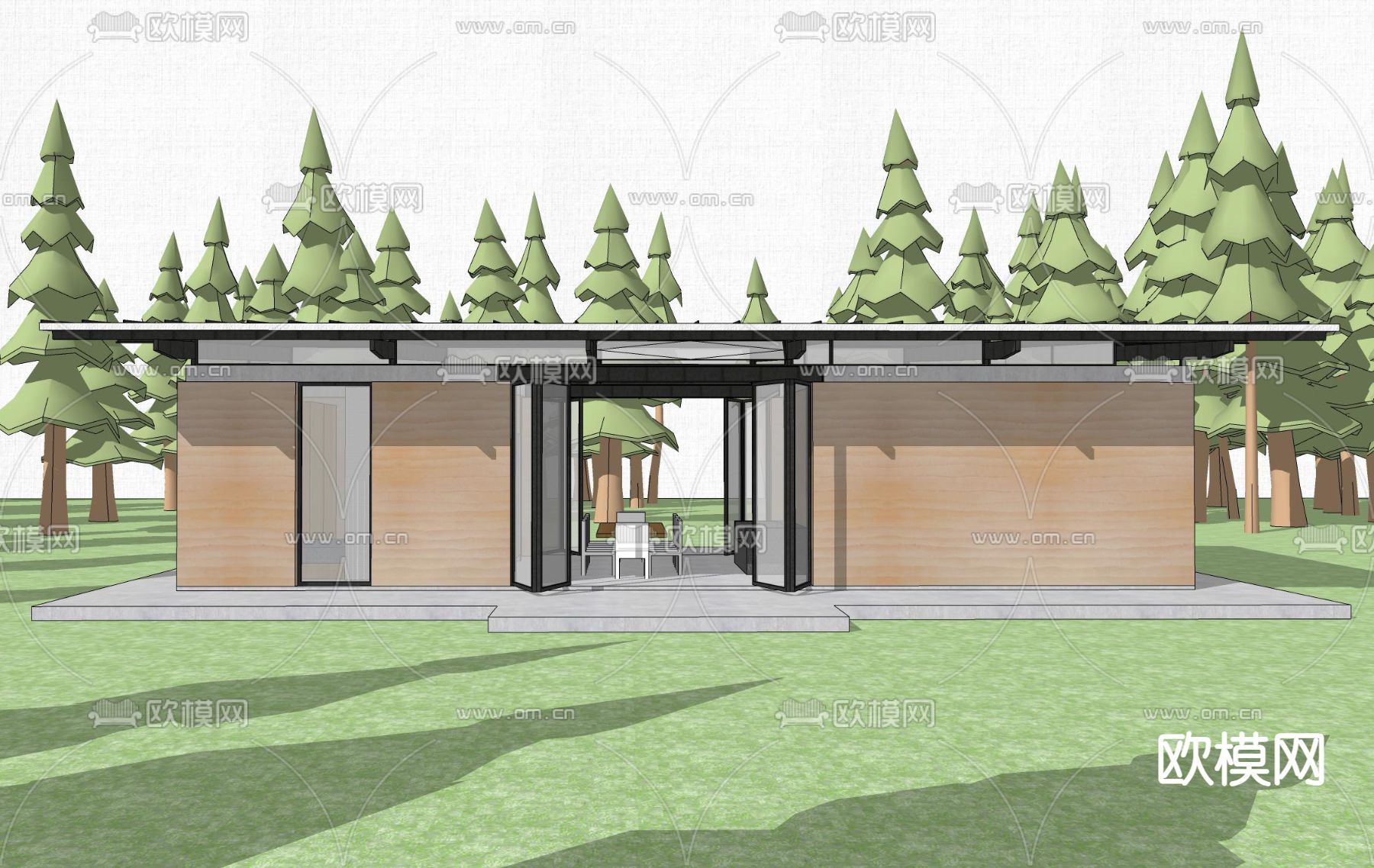 工业风民宿建筑 木屋 度假别墅su模型下载（渲染图4）