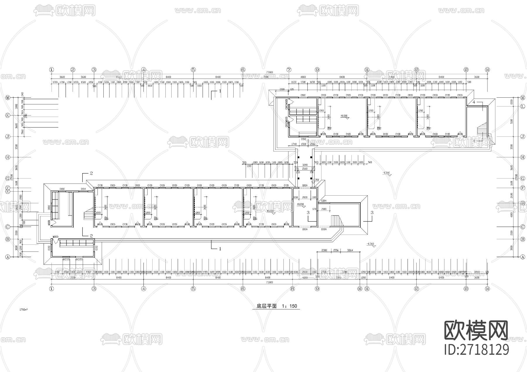 小学总图及教学楼建筑cad施工图下载（渲染图4）