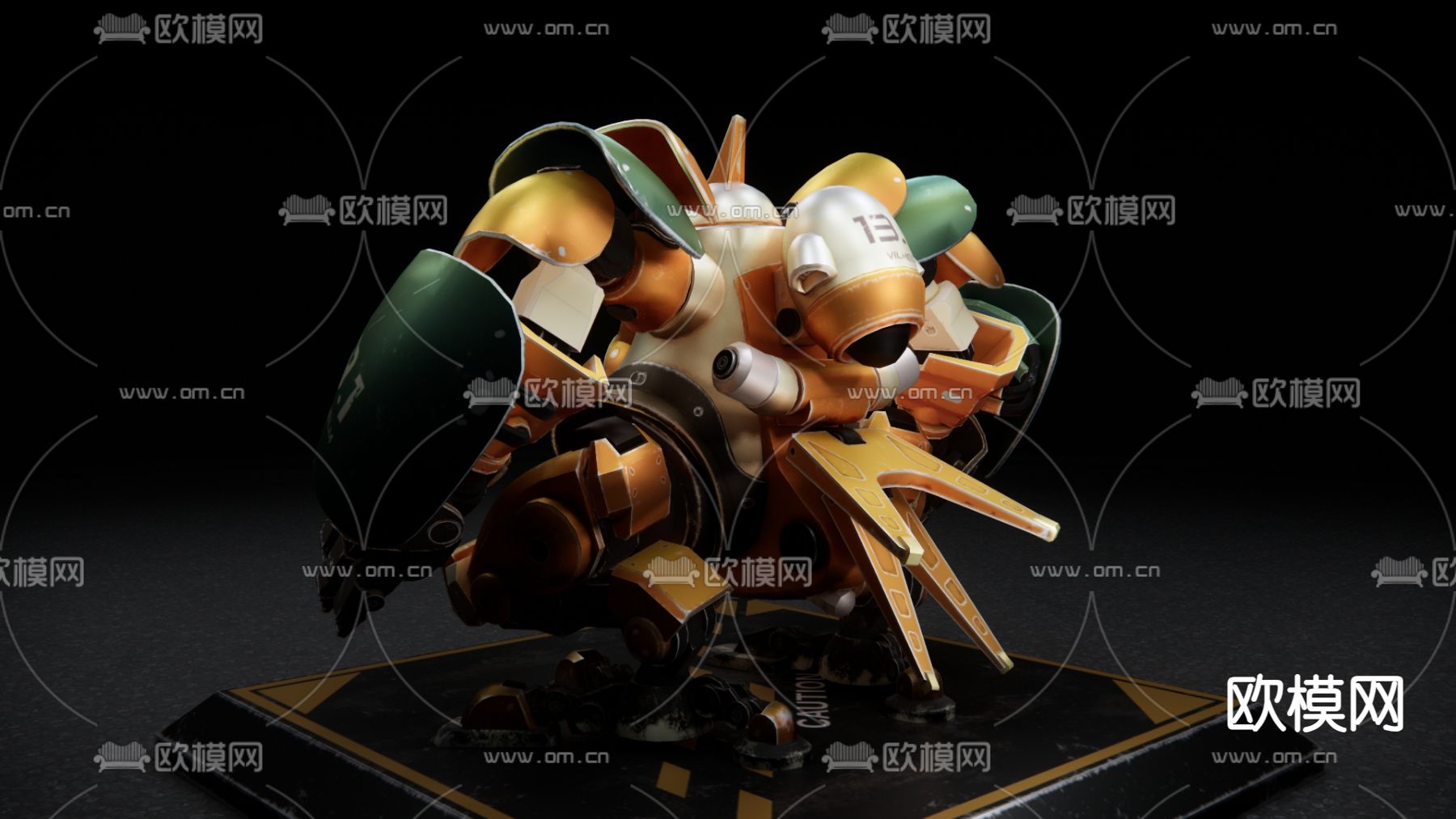 科技感作战机甲 机器人 玩具su模型下载（渲染图3）