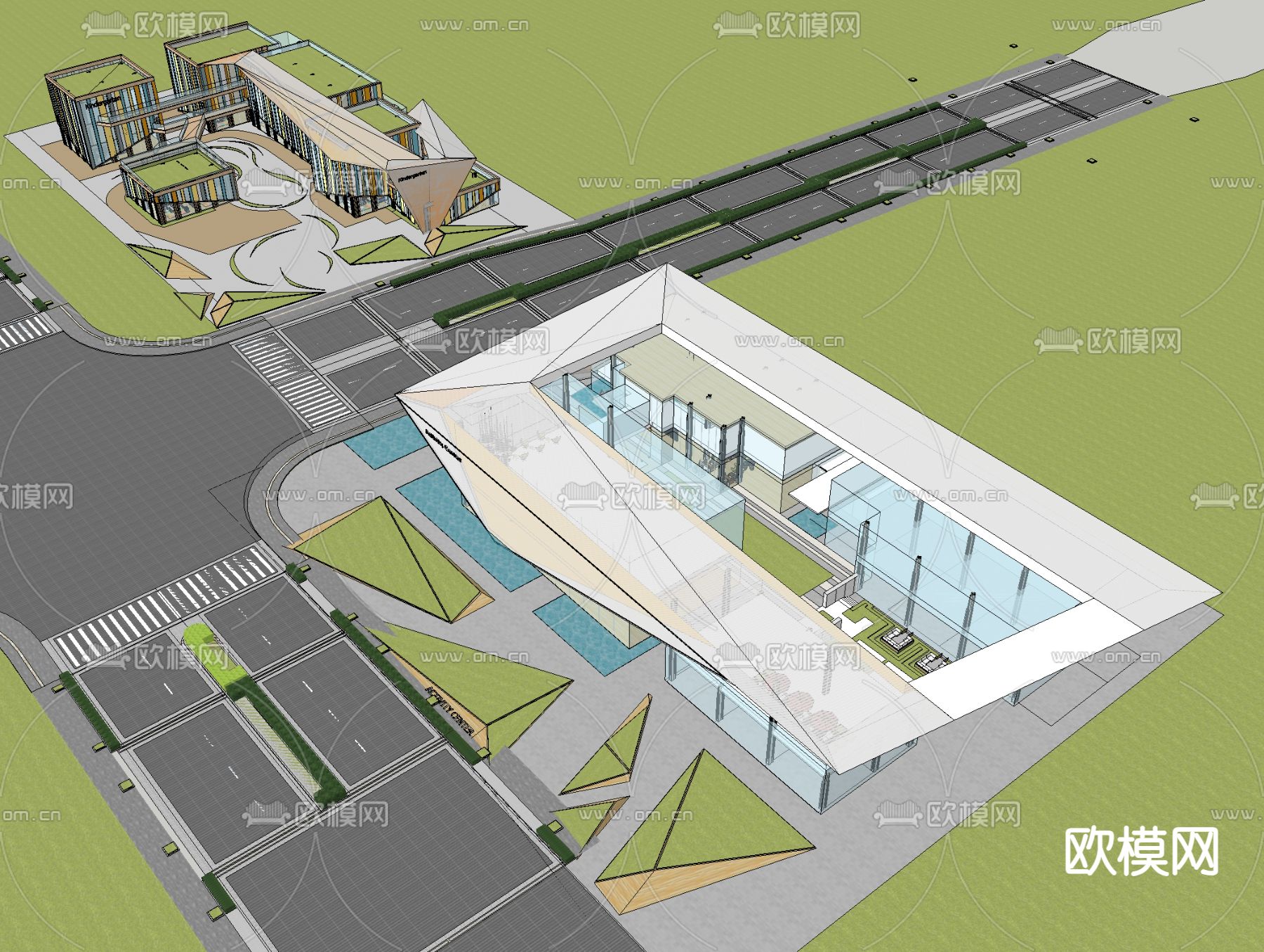 商业街su模型下载（渲染图3）