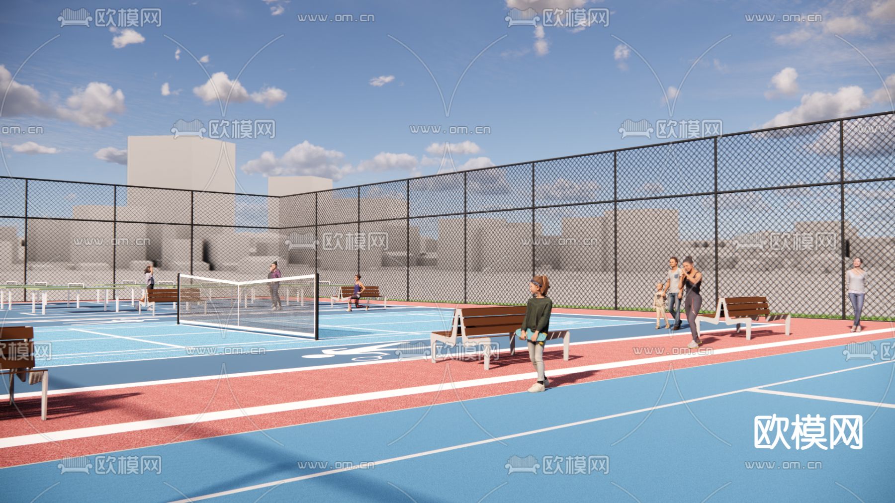 运动场 活动场地 篮球场su模型下载（渲染图4）