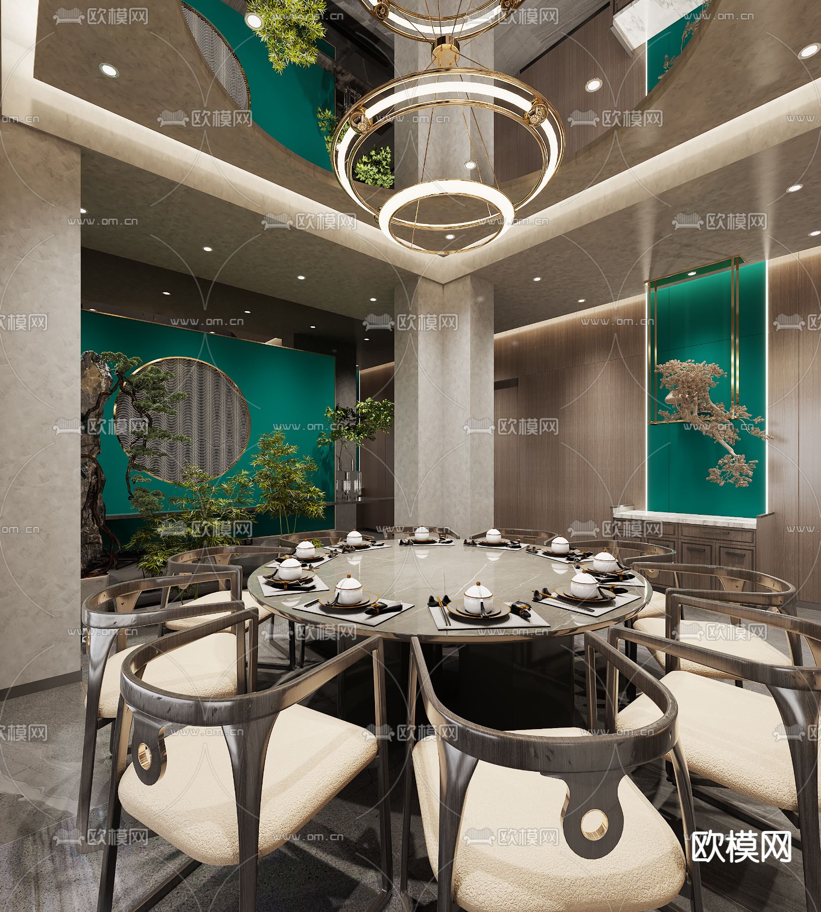 中餐厅包间 包厢 包房su模型下载（渲染图1）