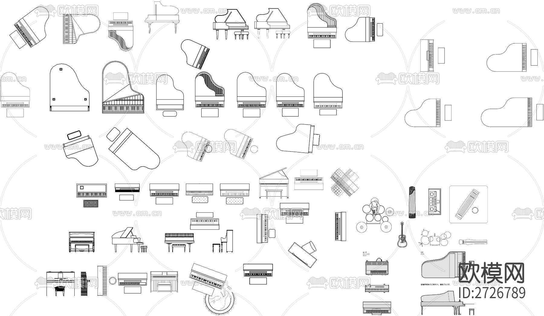 乐器cad图块下载（渲染图2）