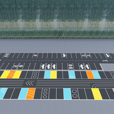  停车场停车位su模型 