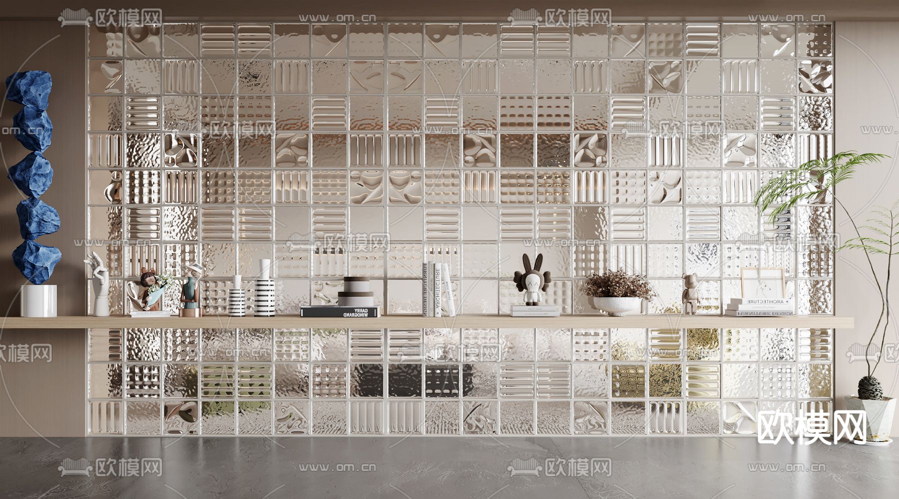 玻璃砖屏风 隔断3d模型下载