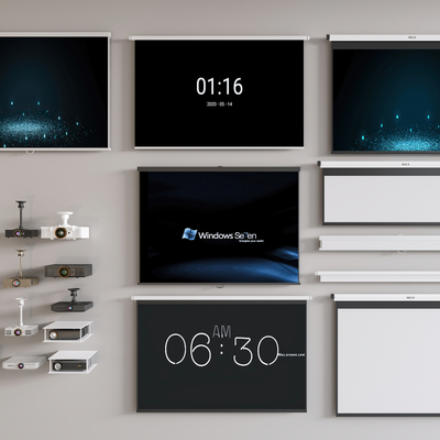  投影仪 投影幕布 投影设备su模型 