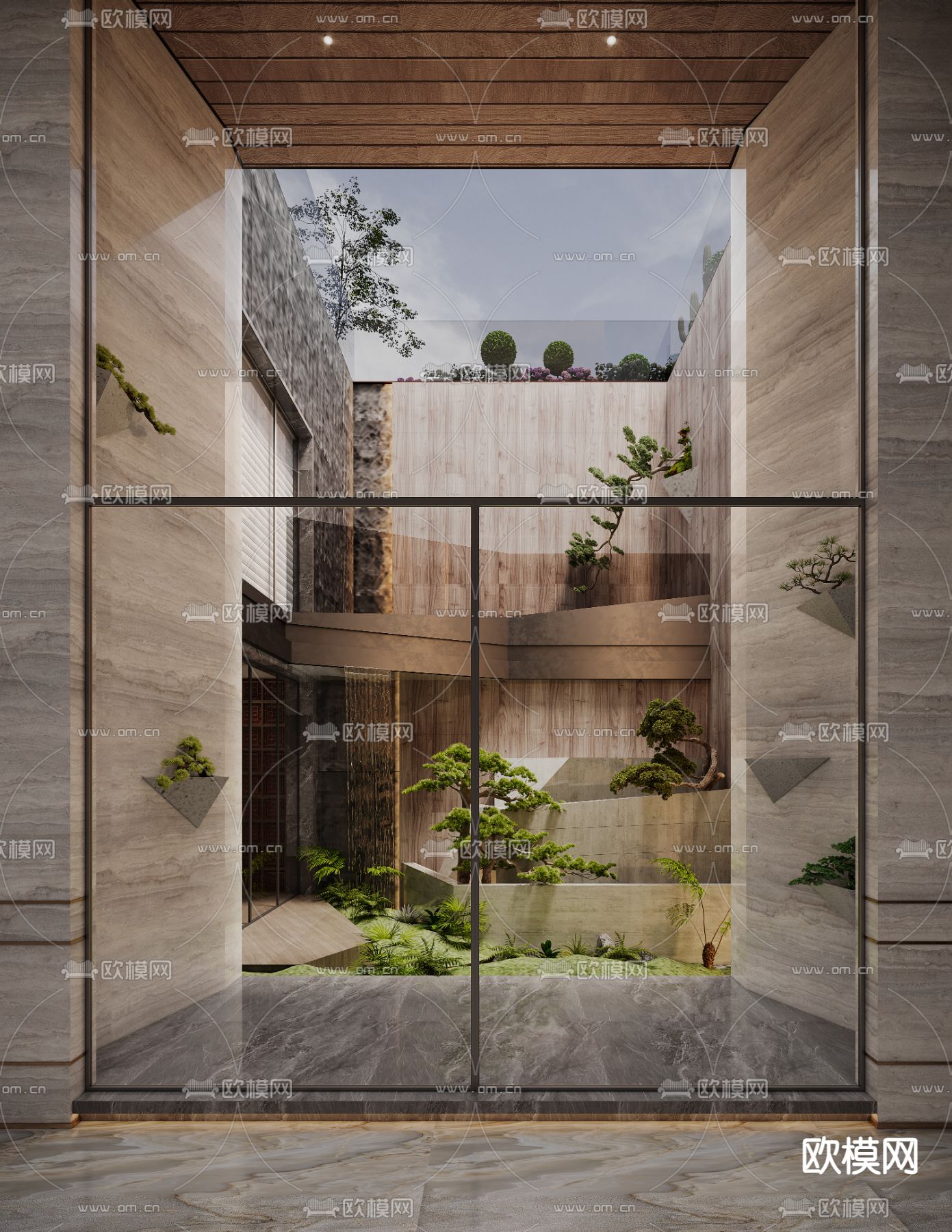 松树造景 苔藓绿植3d模型下载（渲染图1）