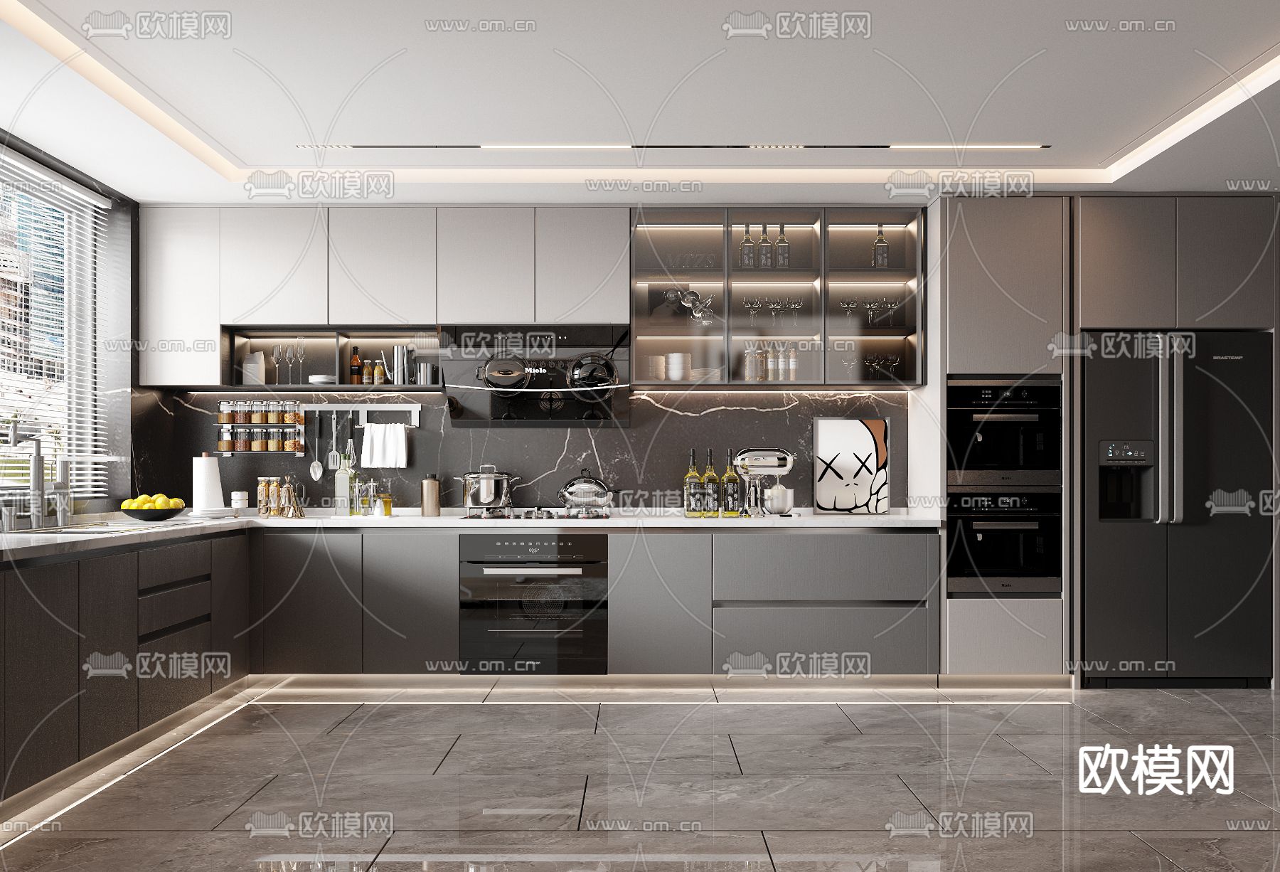 现代厨房 橱柜3d模型下载