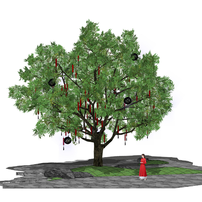  现代祈福树su模型 