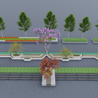  景观树池 种植池 花池座椅su模型 