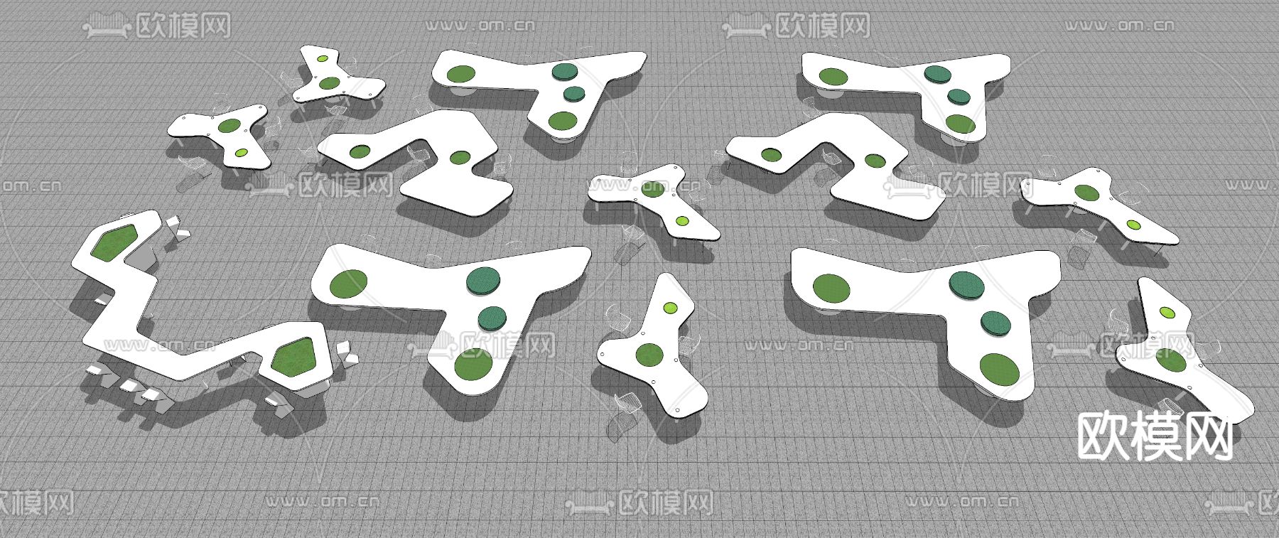 景观树池 种植池 花池座椅su模型下载（渲染图2）