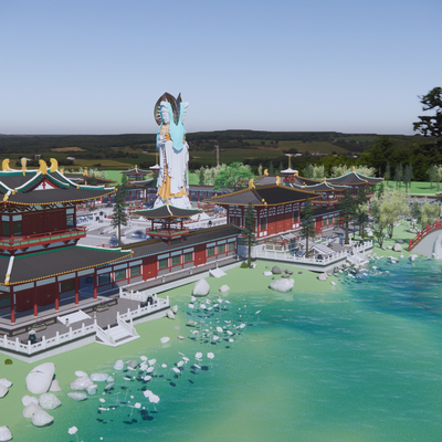  中式寺庙建筑su模型 