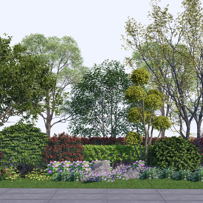 现代乔木灌木花坛su模型