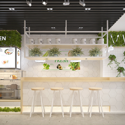  北欧奶茶店su模型 