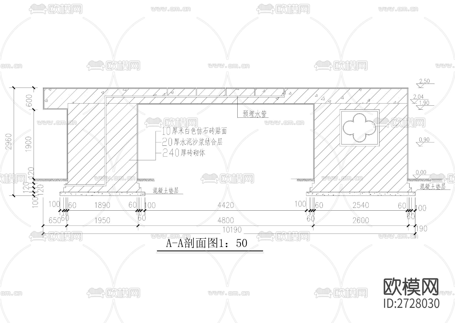 流水墙cad大样图下载（渲染图3）