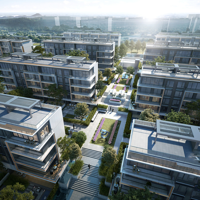  住宅小区鸟瞰su模型 