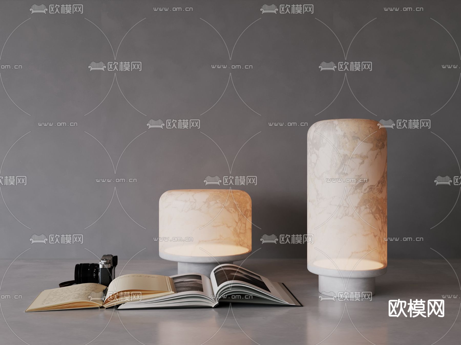 云石台灯 石膏灯3d模型下载