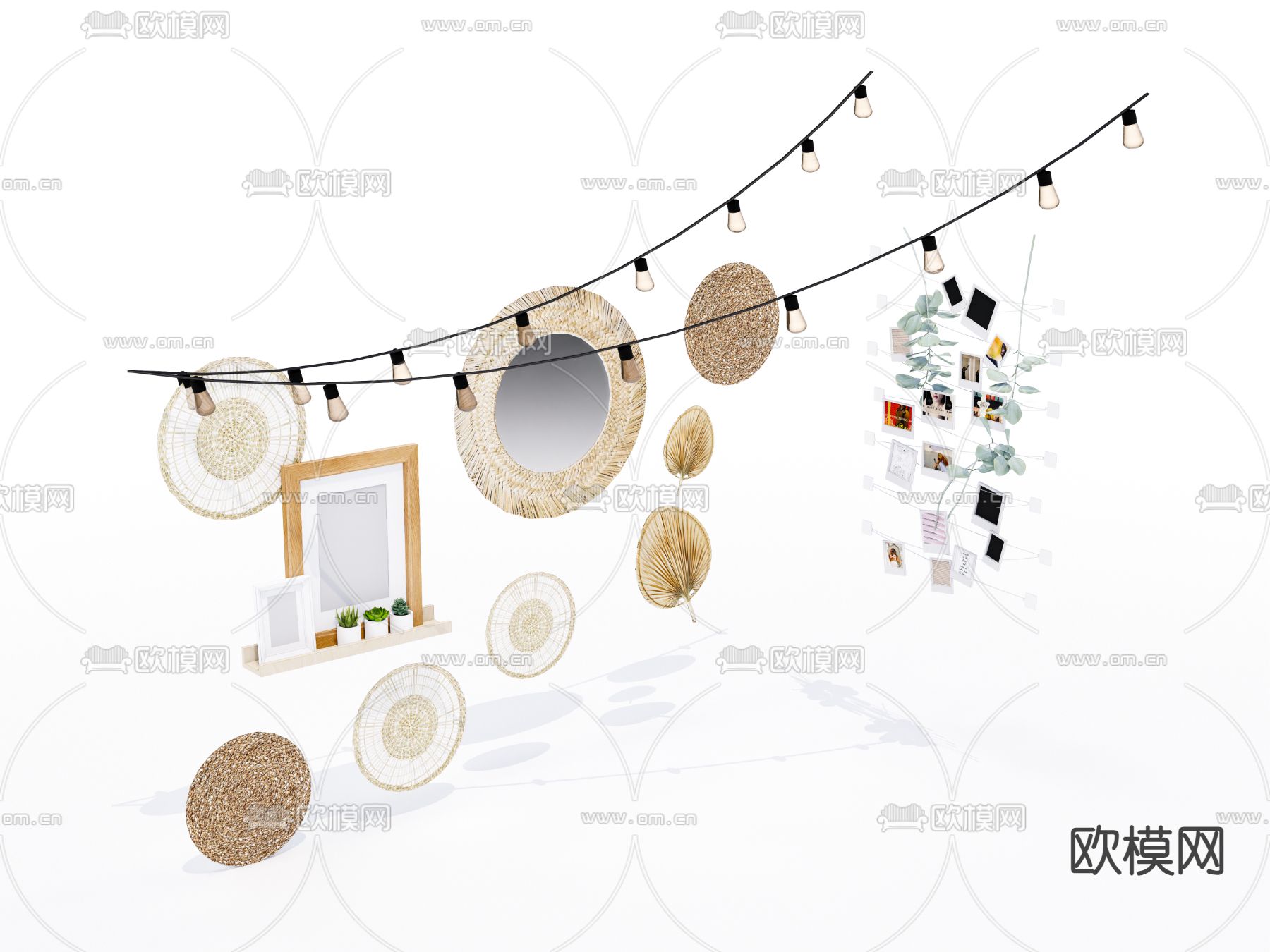 现代簸箕 墙饰挂件su模型下载（渲染图1）